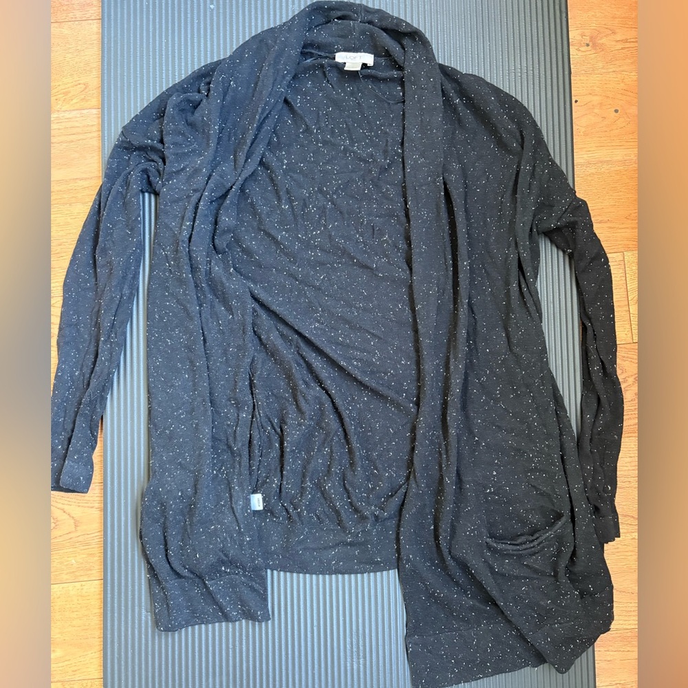 LOFT Black Speckled Open Cardigan